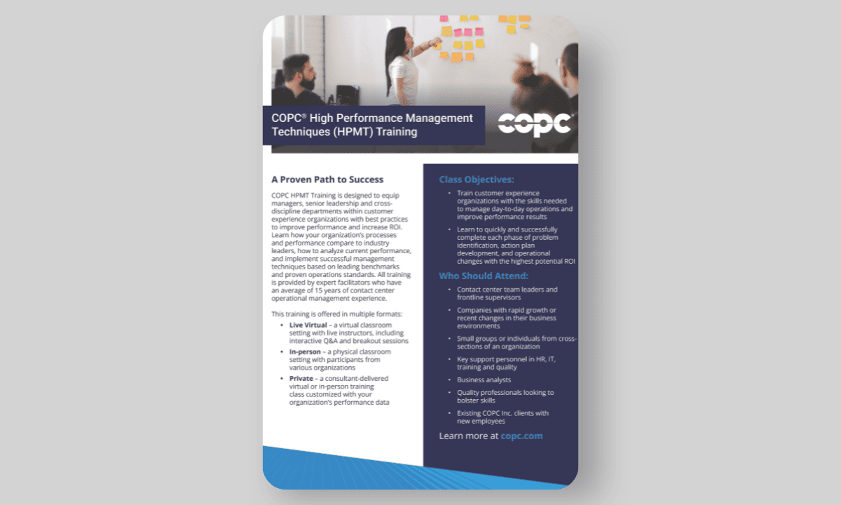 COPC® High Performance Management Techniques Training