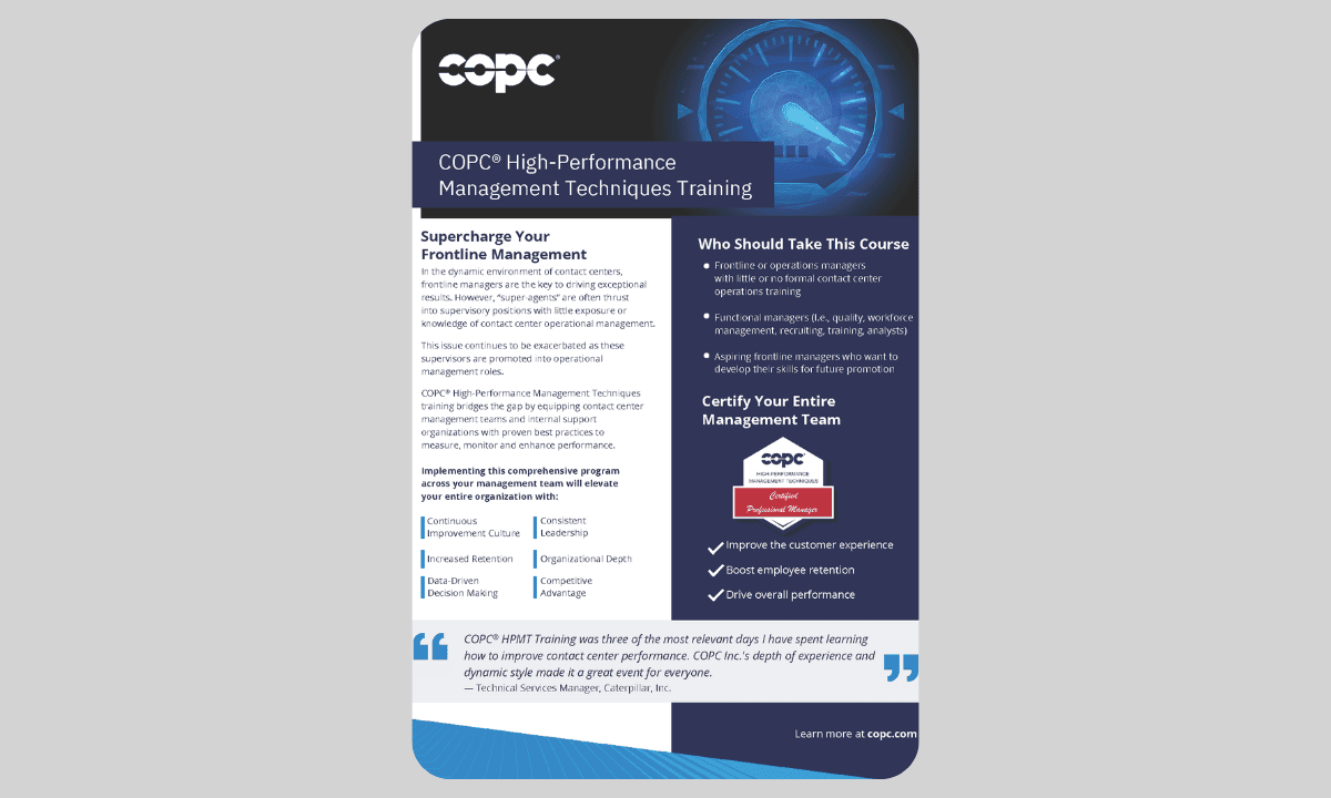 COPC® High Performance Management Techniques Training