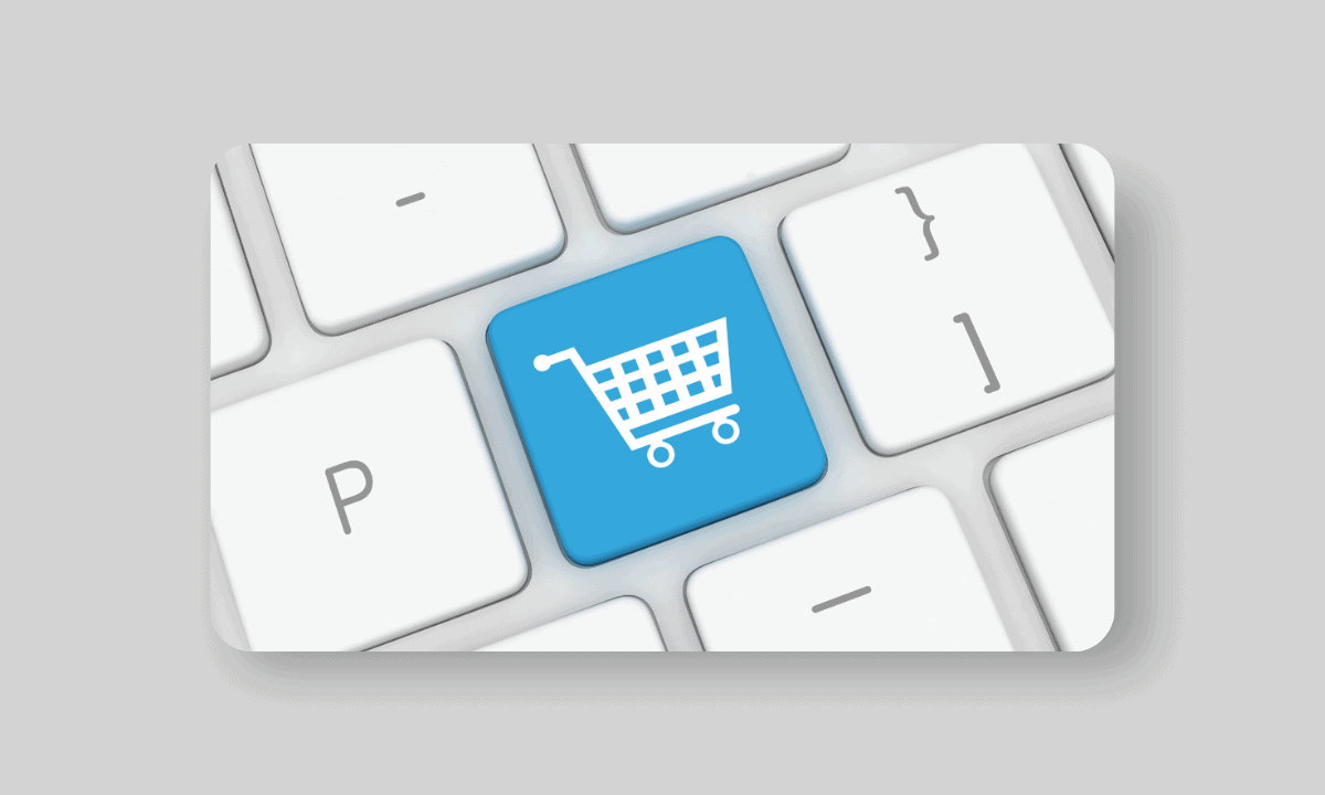 Image of a shopping cart on a keyboard