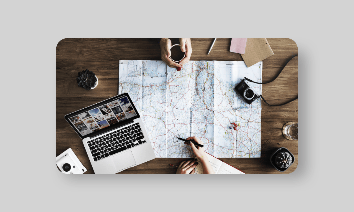 People looking at a map and planning a journey