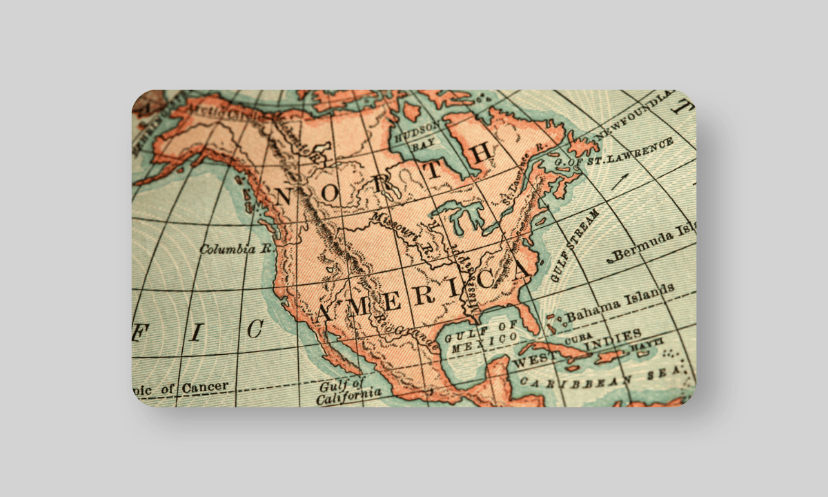 A map showing North America