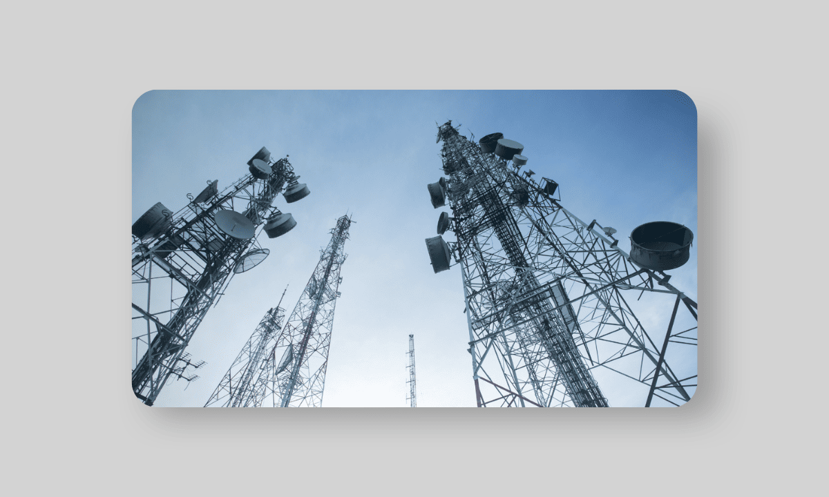 Telecommunications company represented by cell towers