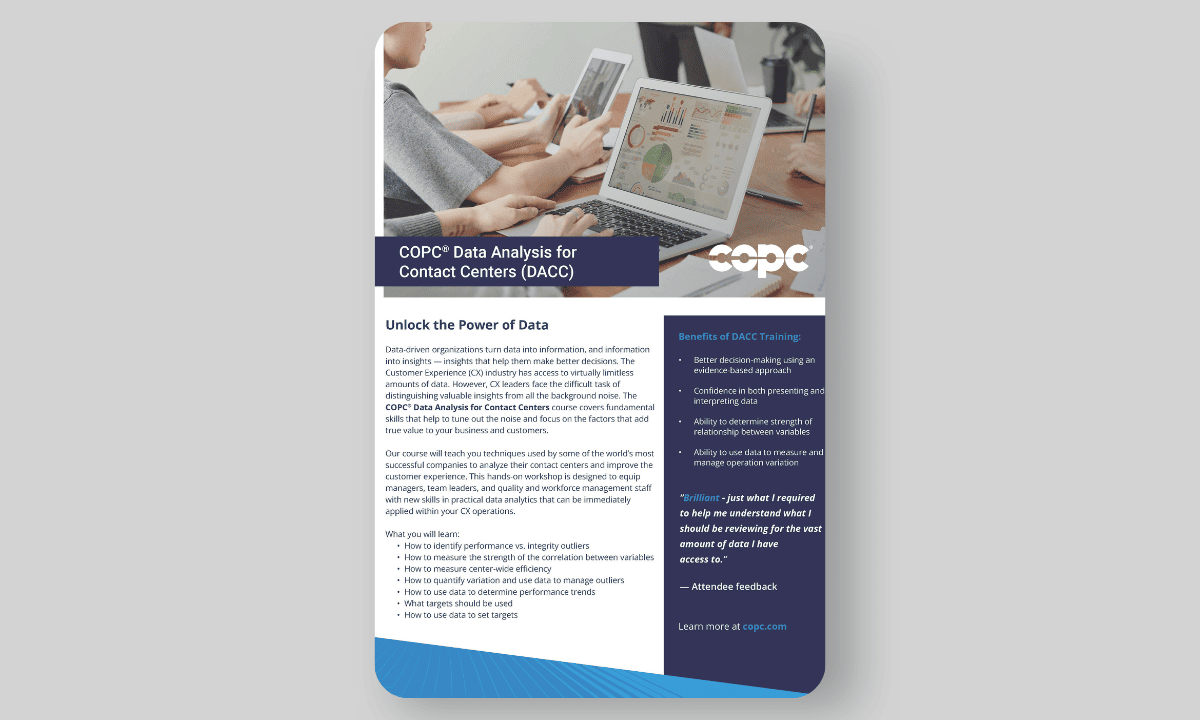 COPC® Data Analysis for Contact Centers