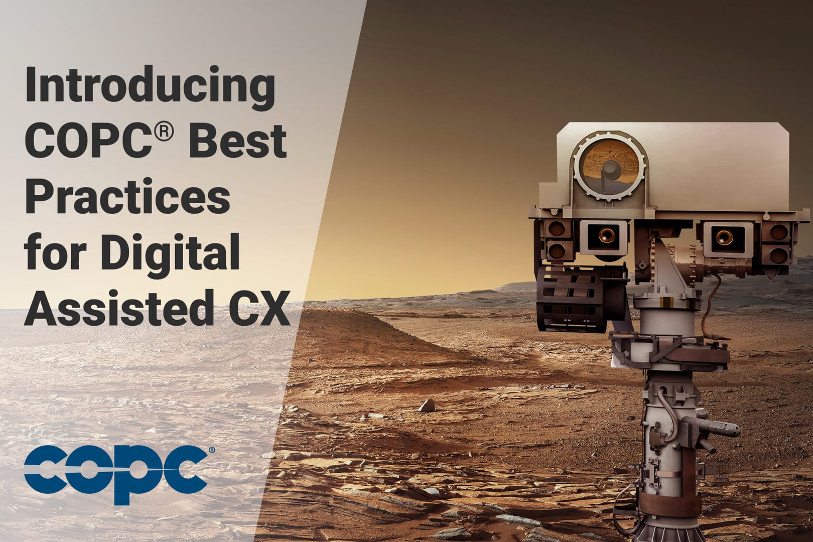 Image of the mars rover with text introducing COPC best practices digital.
