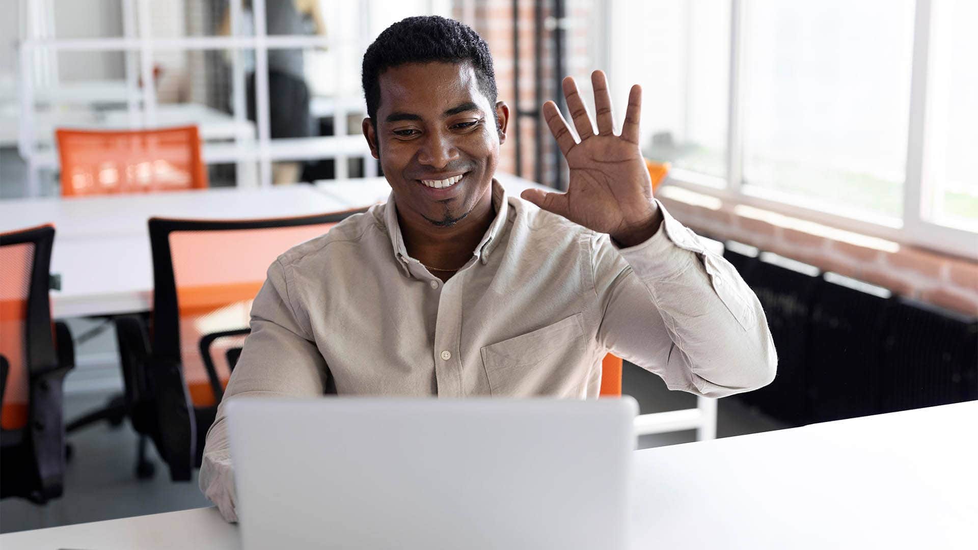 Image of employee actively engaging in COPC Live Virtual Training