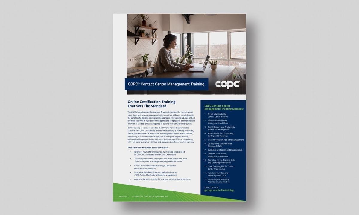 Online Contact Center Management Training