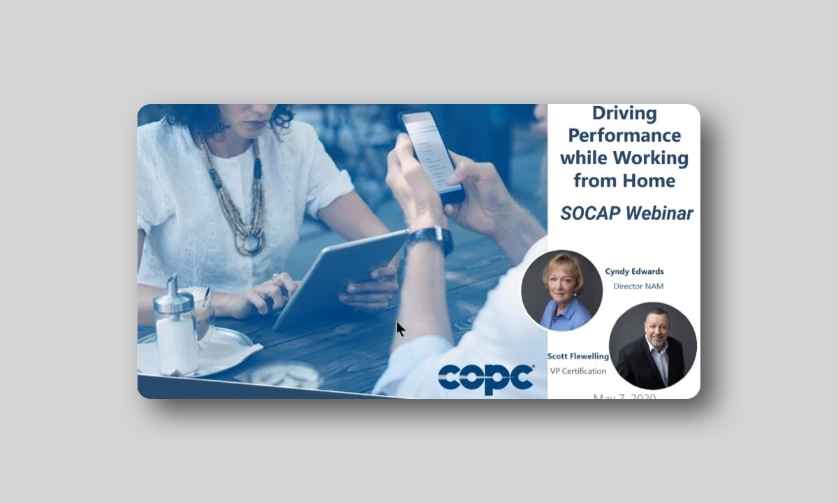 SOCAP Webinar "Driving Performance while Working from Home"