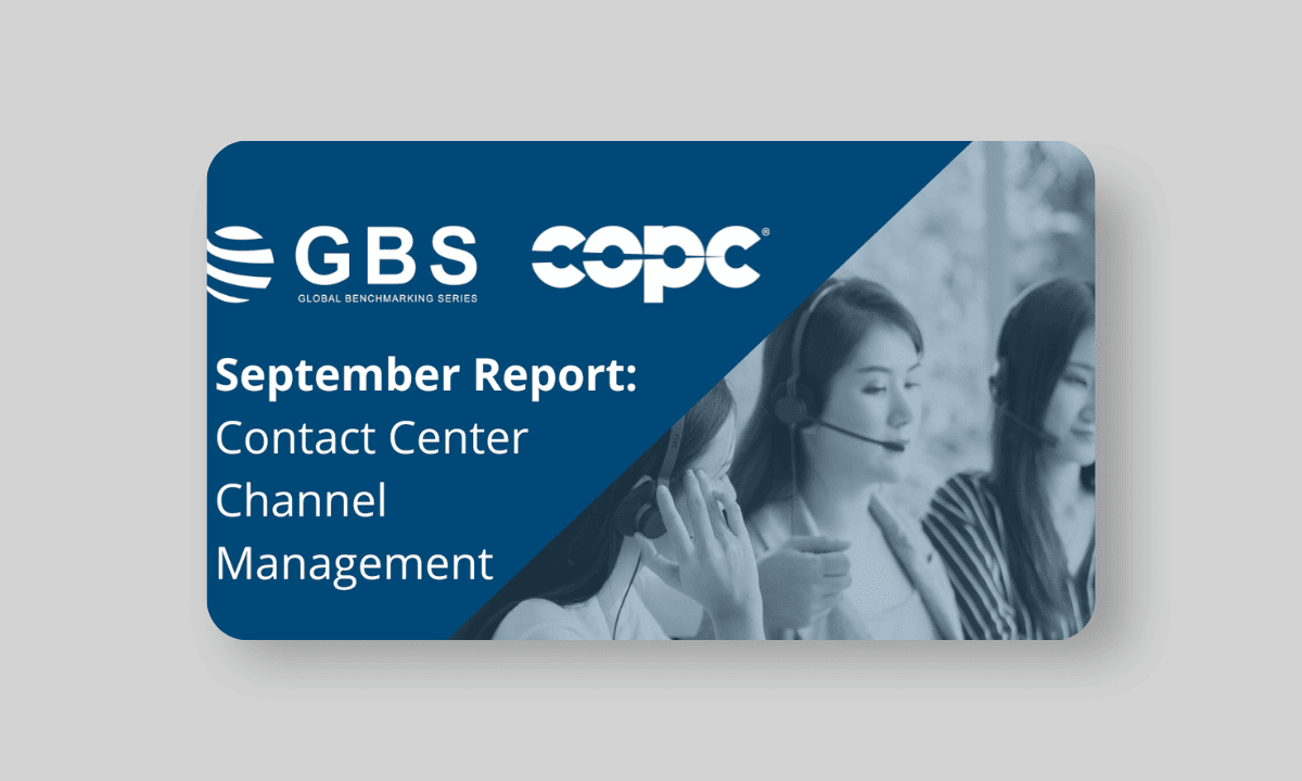 Global Benchmarking Series Contact Center Channel Management