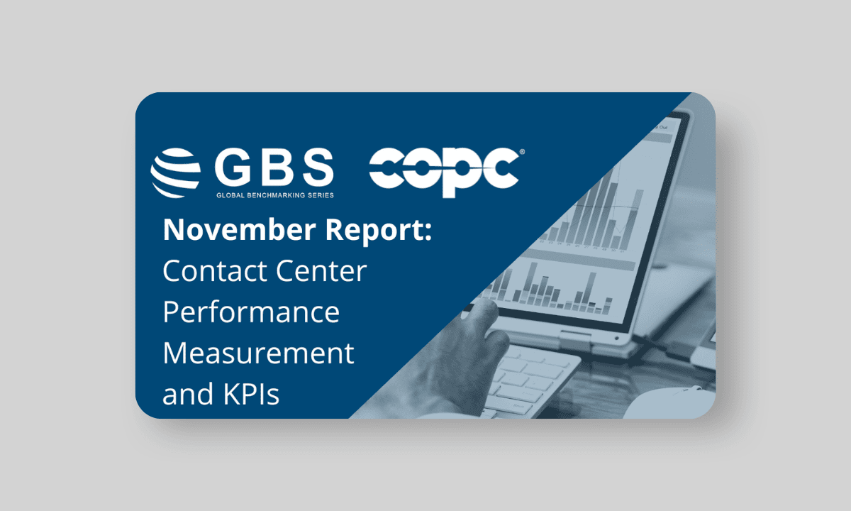 COPC Global Benchmarking Series logo and link to research: Global Benchmarking Series | Contact Center Performance Measurement and KPIs