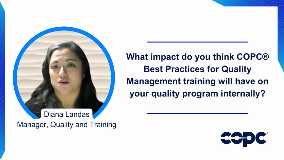 COPC Inc. Best Practices for Quality Management Testimonial